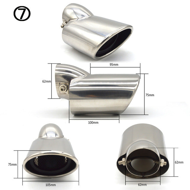 Stainless Steel Round Exhaust Pipe Tail Muffler Auto Car Chrome Tip  Accessories 